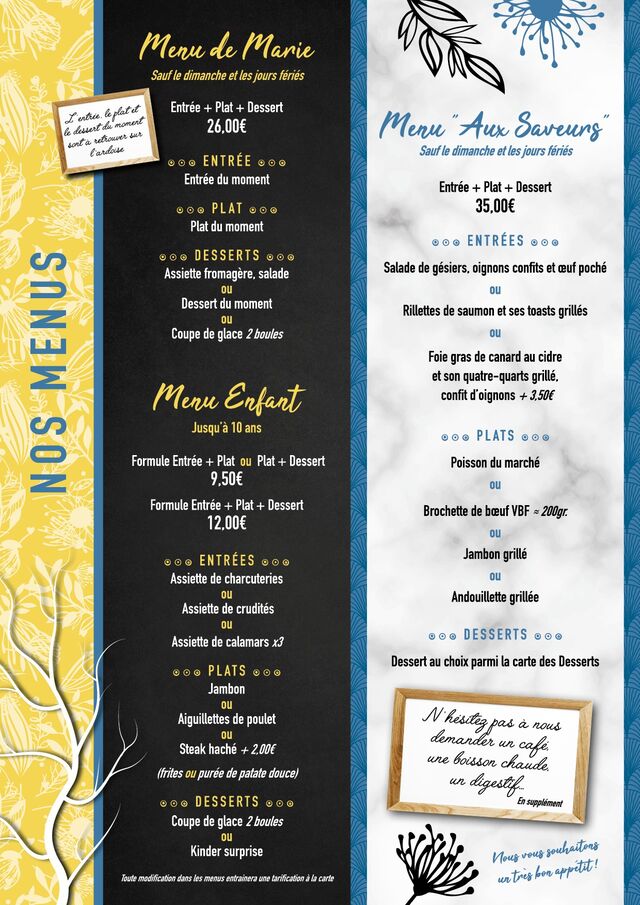 Menus Saveurs 2025