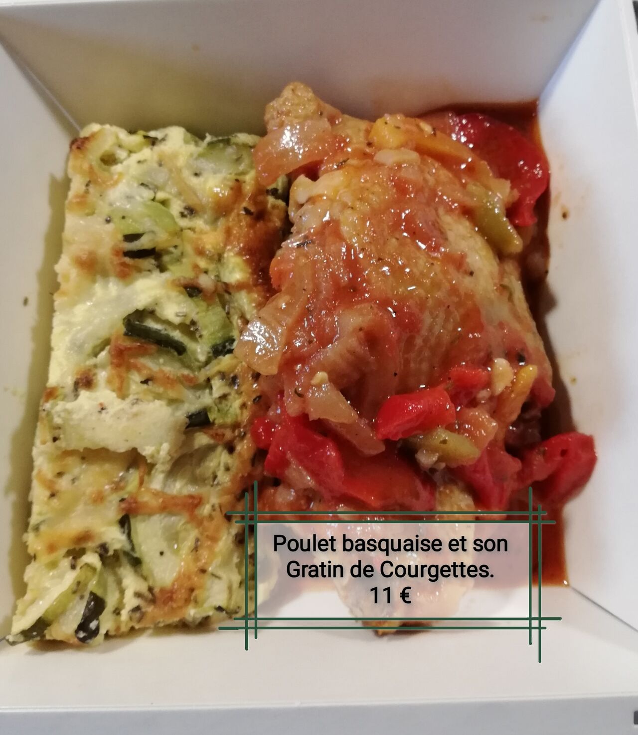 Plat du 15 juin 2021
Poulet basquaise et son Gratin de courgettes