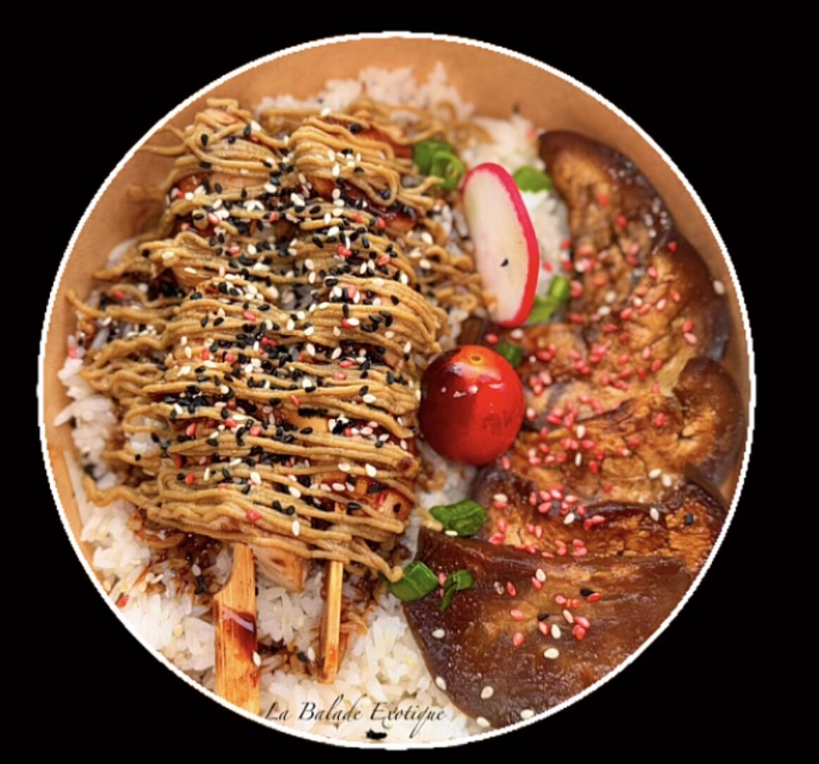 Poulet Yakitori aubergines