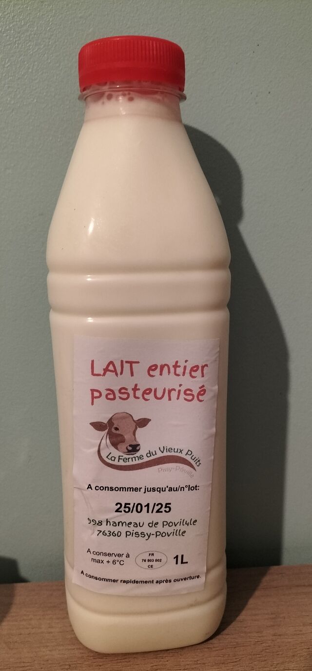 Lait entier pasteurisé 1L ou 2L
