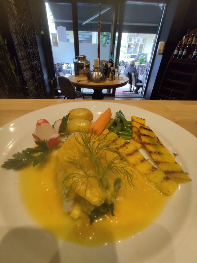 Seezunge mit Spinat in Kürbiscreme