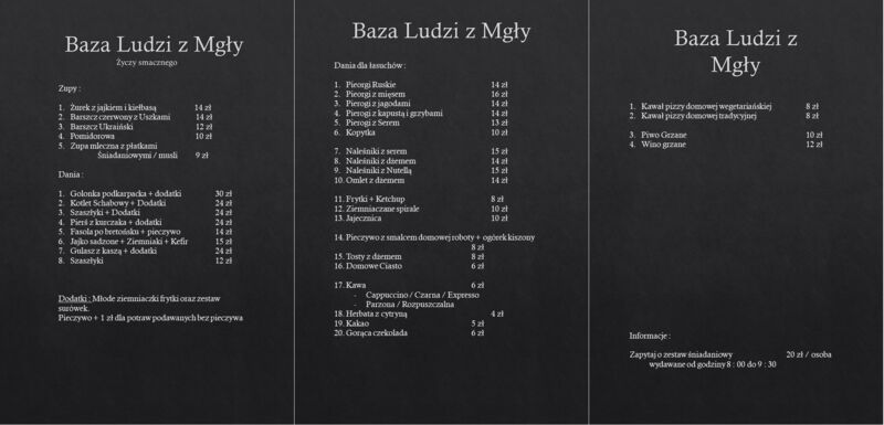 MENU ( zaktualizowano 13 sierpień 2019)
Polecamy także spróbować dań dnia .