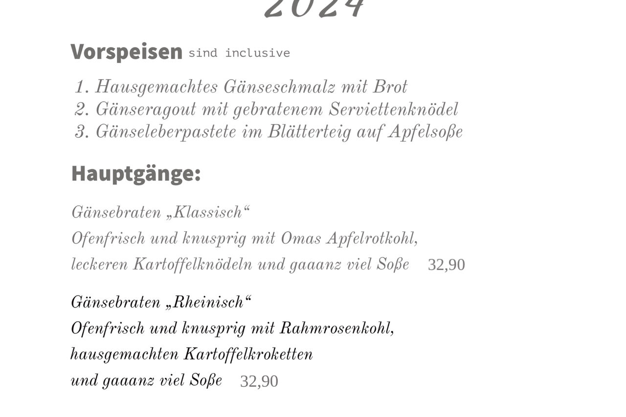 "Gänsezeit" vom 25.10. bis 2. Weihnachtstag