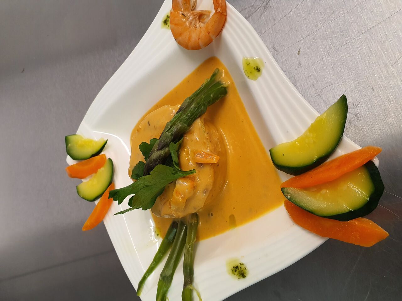 Soufflé de saumon aux crevettes