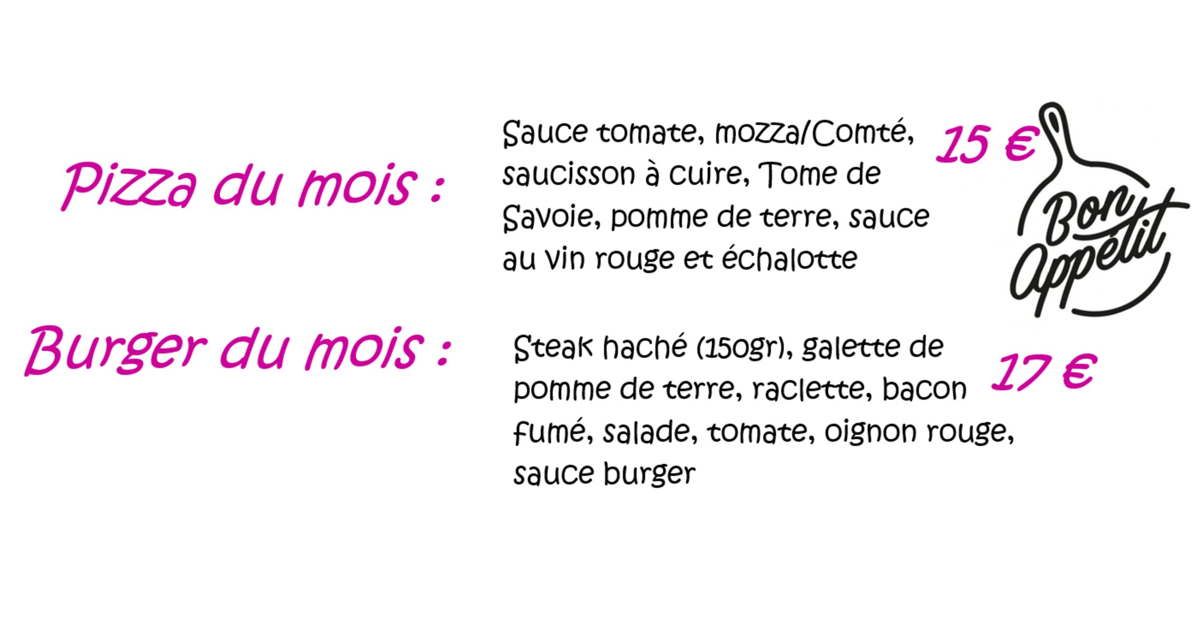Pizza et burger mois février 2025