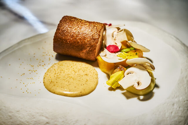 Volaille, crêpe de sarrasin, potimarron – Restaurant halal Lyon