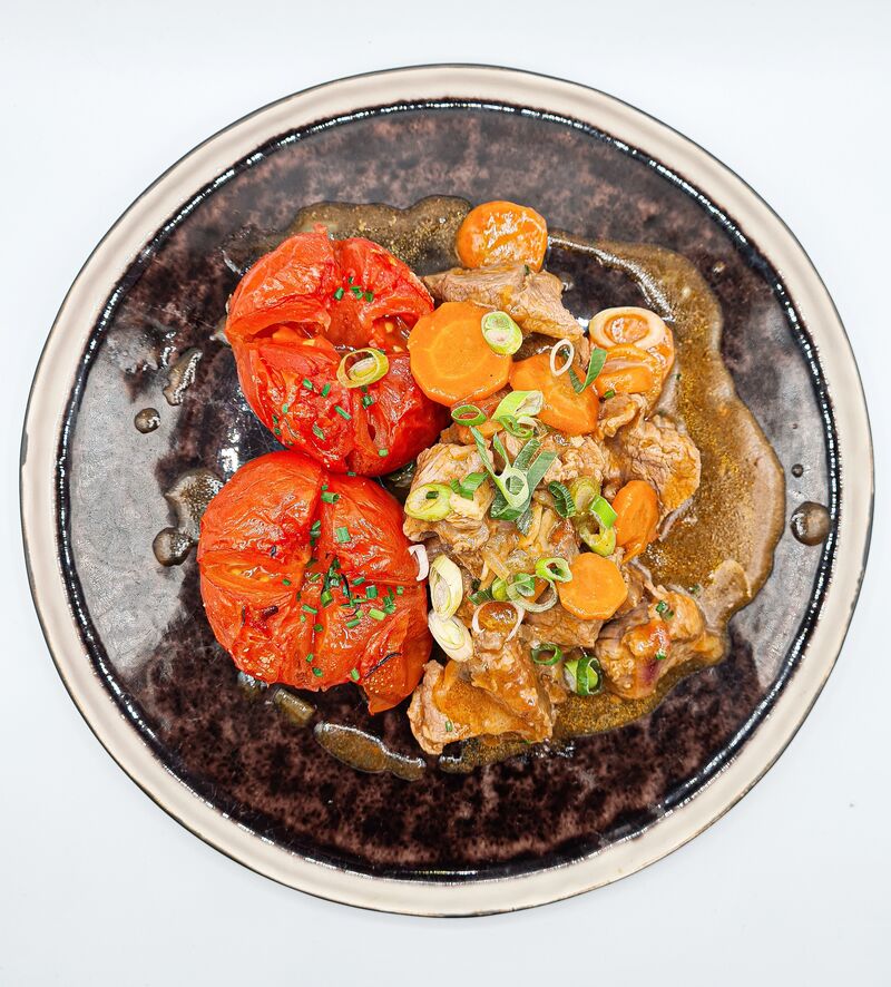 Veau marengo et tomates confites (plat du jour)