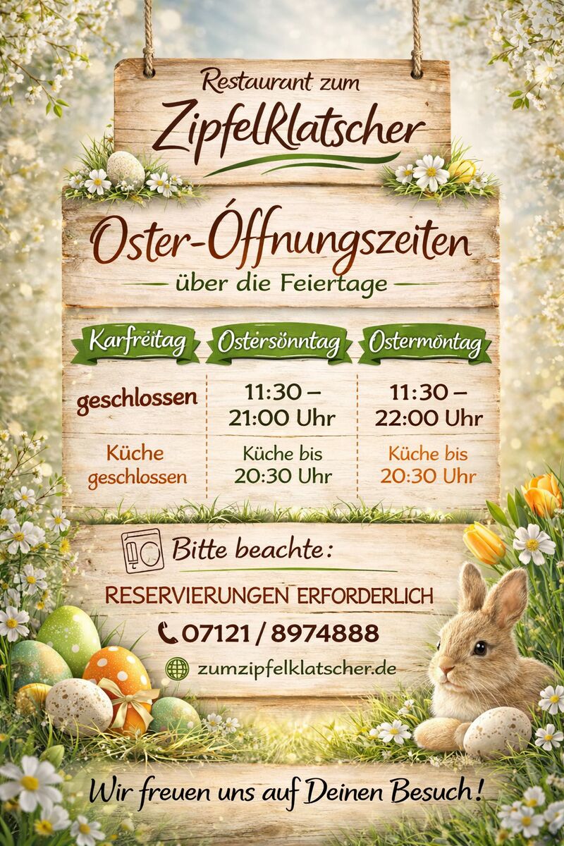 Unsere Öffnungszeiten an den Osterfeiertagen