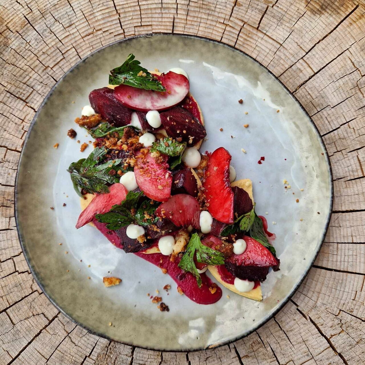 Betterave, wasabi et pêche blanche 