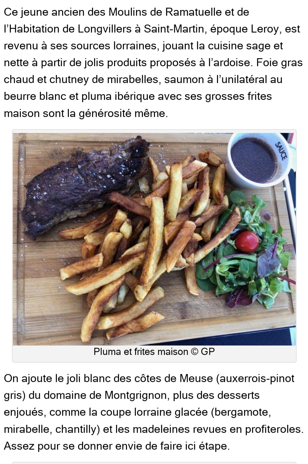 Article du critique gastronomique Gilles Pudlowski