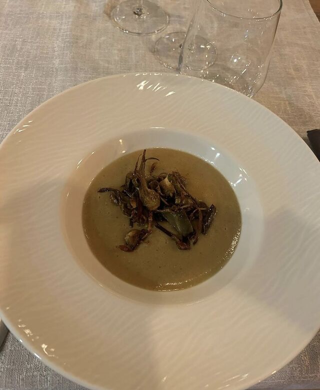 Vellutata di ceci e carciofi con carciofi fritti