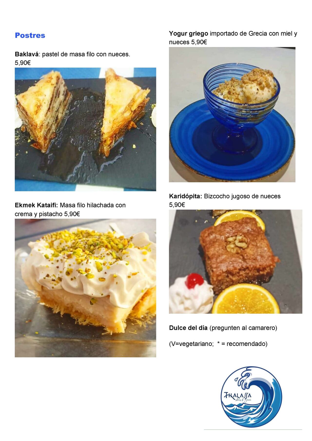 Postres caseros Thalassa