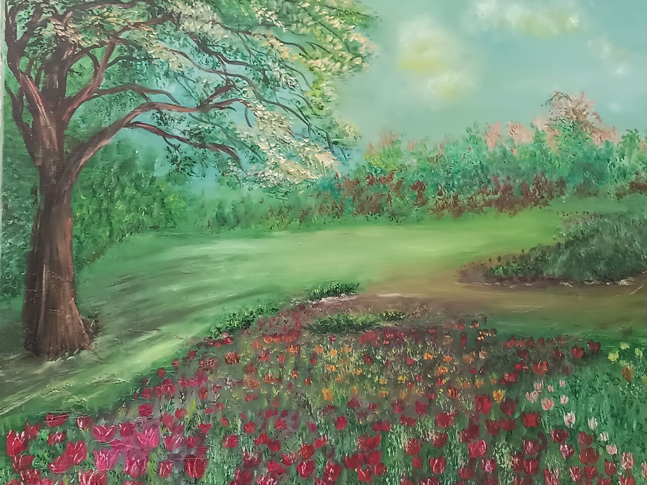 Pintura al oleo en restaurante