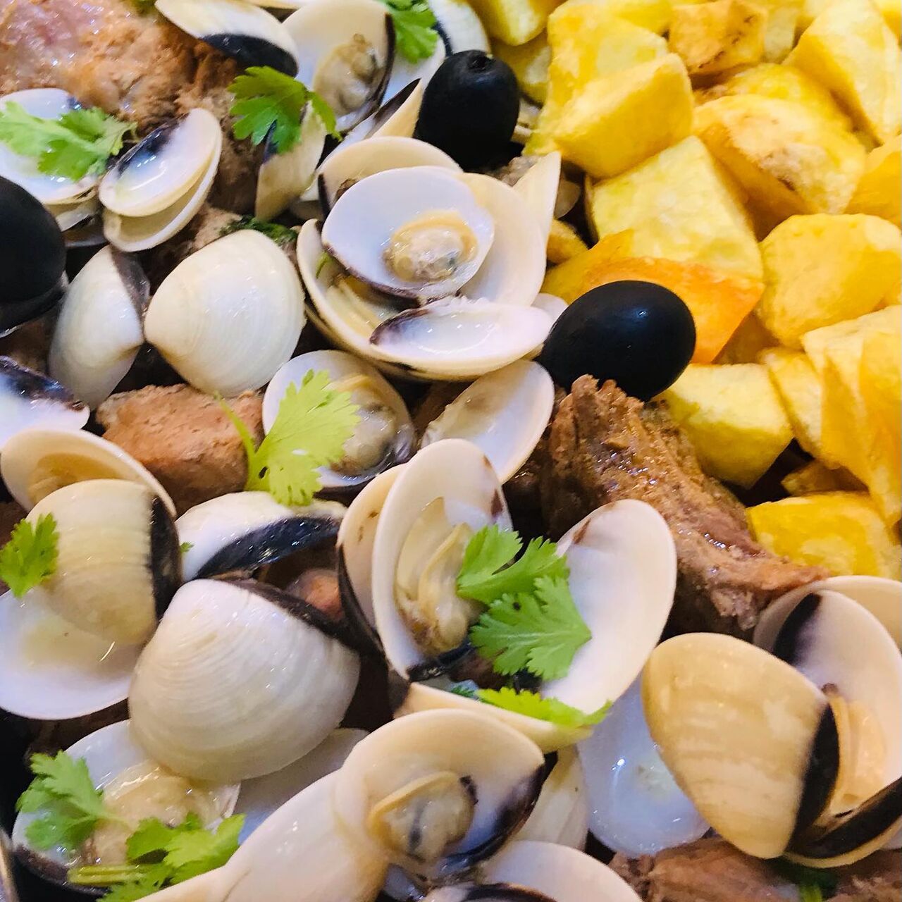 Carne de porco à alentejana