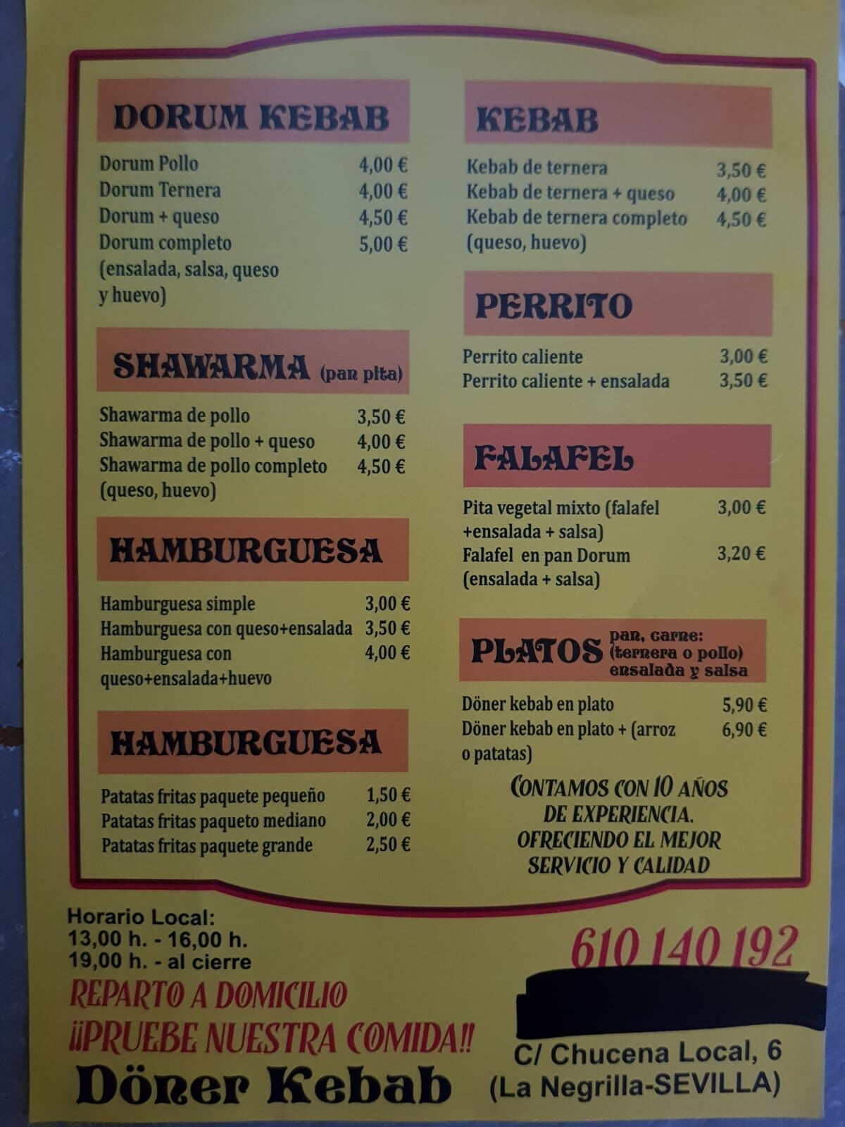 Nuestra carta a tu disposicion 