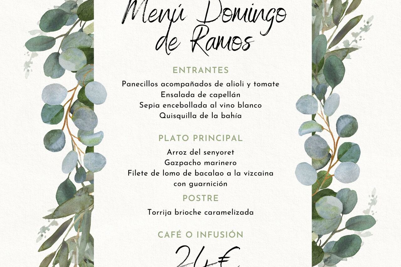 Menú especial Domingo de Ramos (02/04/2023)