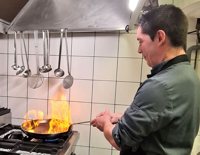 Préparation de la sauce au porto