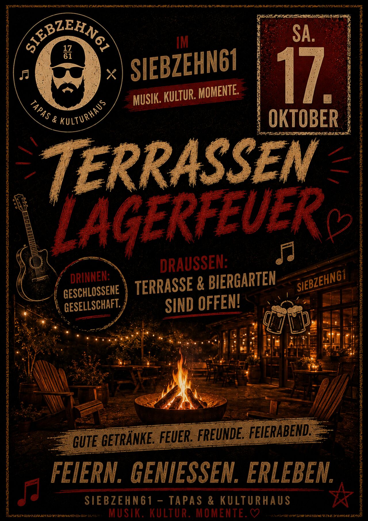 Samstag 17.10 Terassen Lagerfeuer