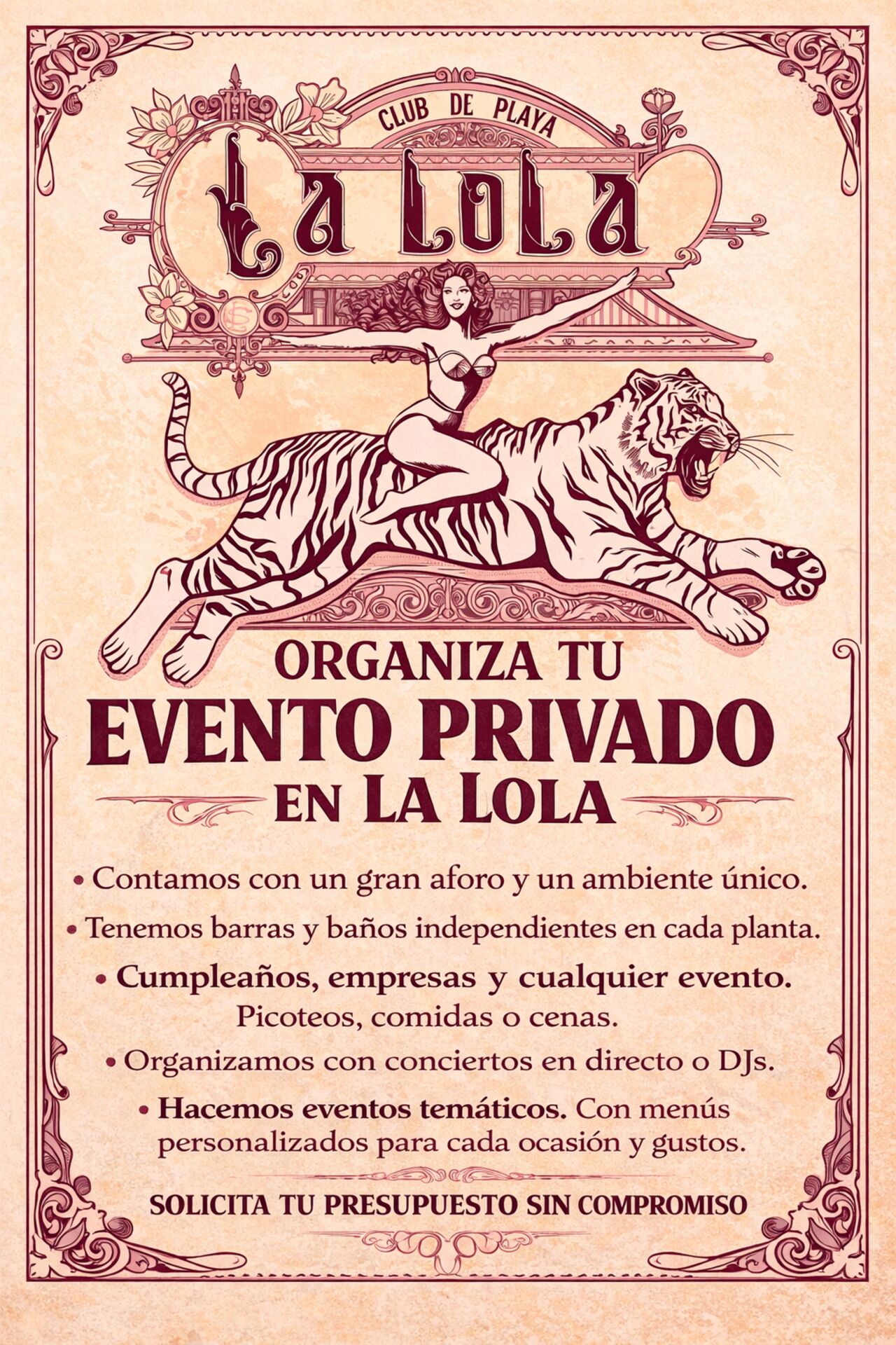 Organiza tu evento privado en LA LOLA