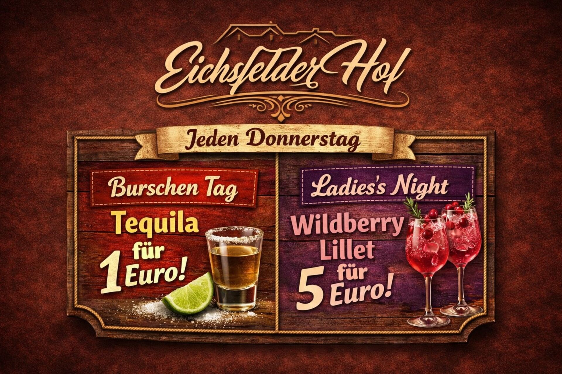 Jeden Donnerstag ist Burschen & Ladies´s Night