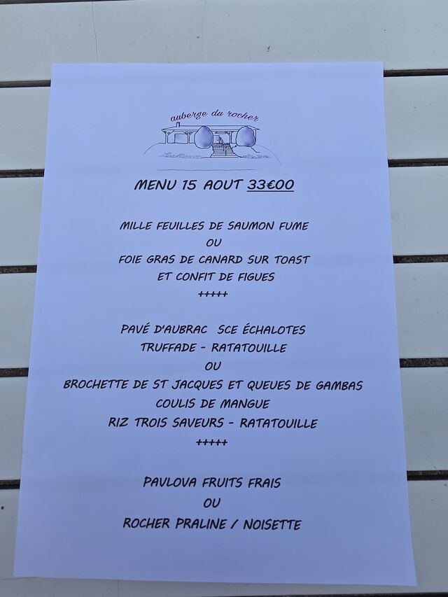 Menu 15 aout 2025