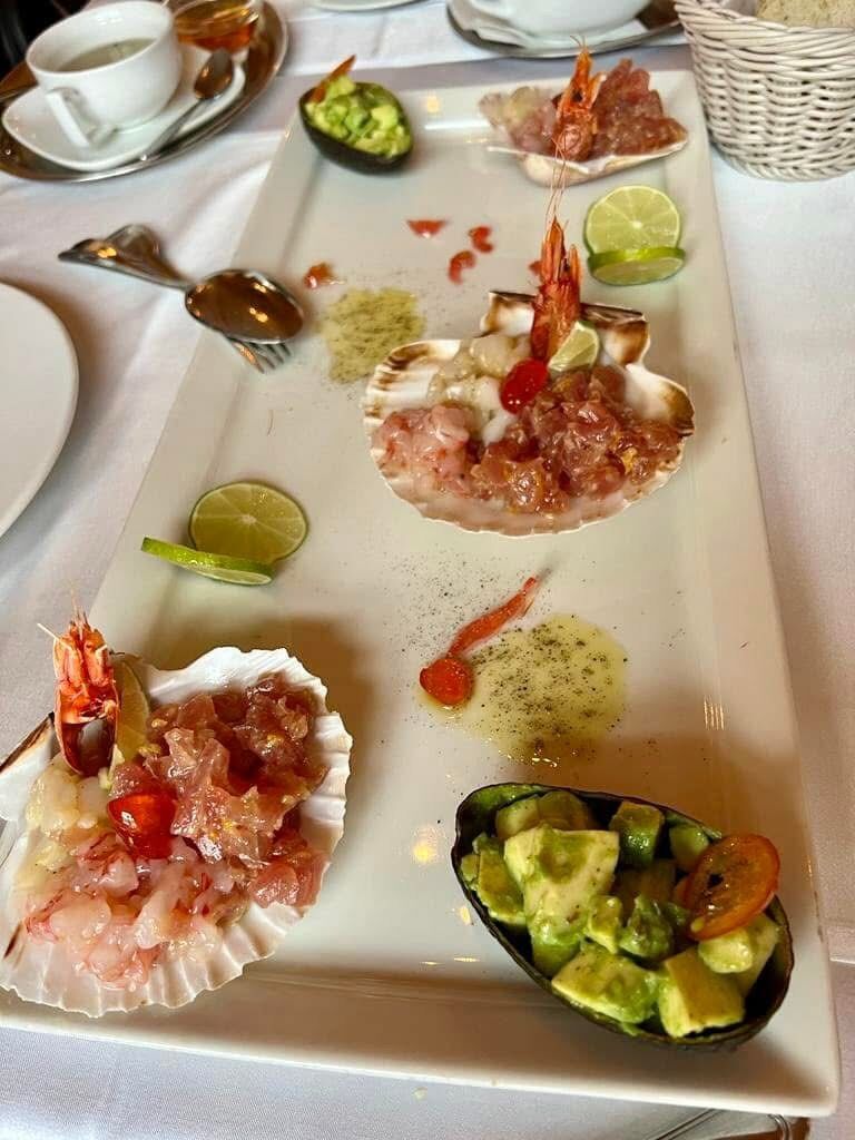 tris di antipasti di mare