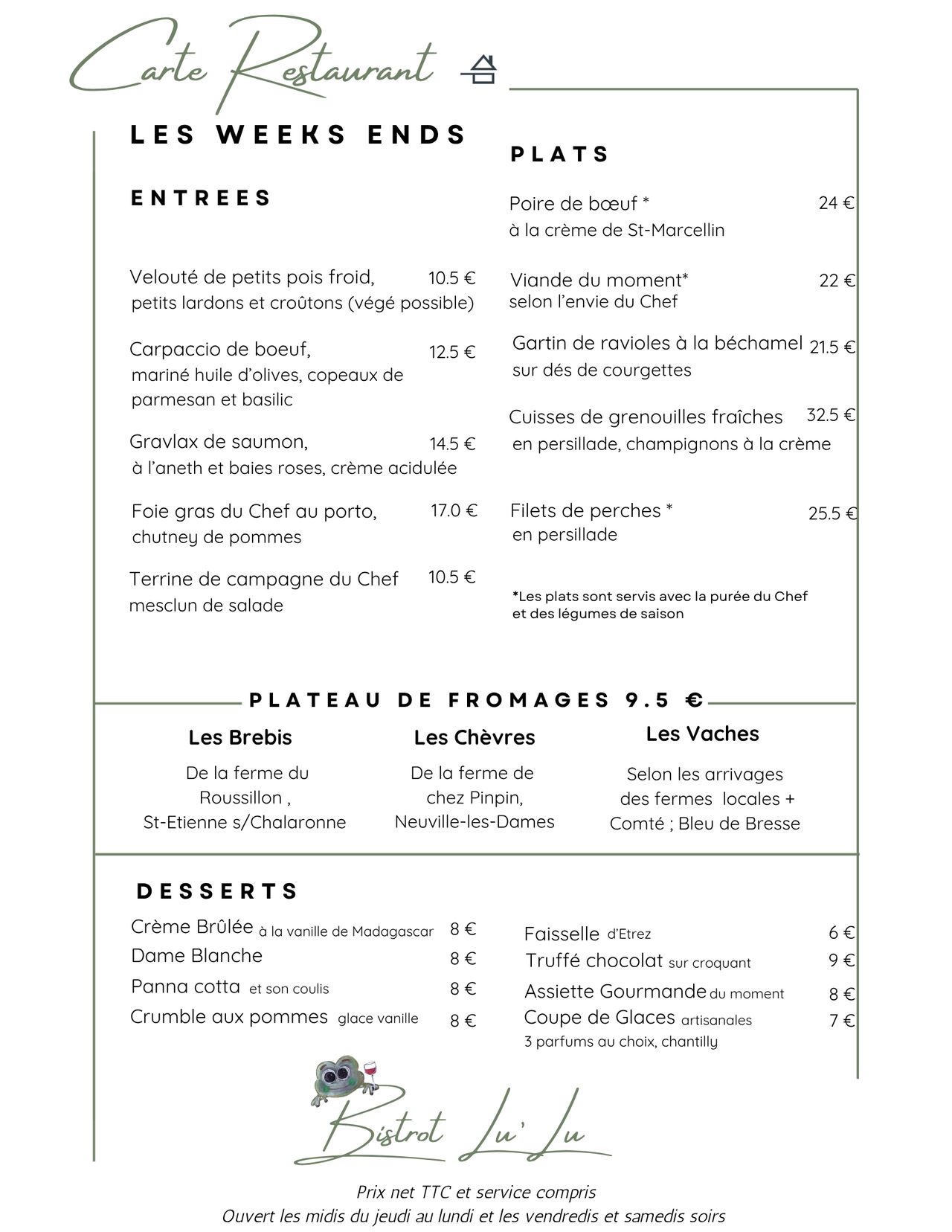 CARTE WEEK END