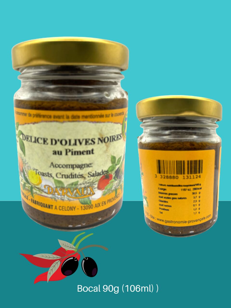 DÉLICE D'OLIVES NOIRES au Piment - 90g (106ml)
