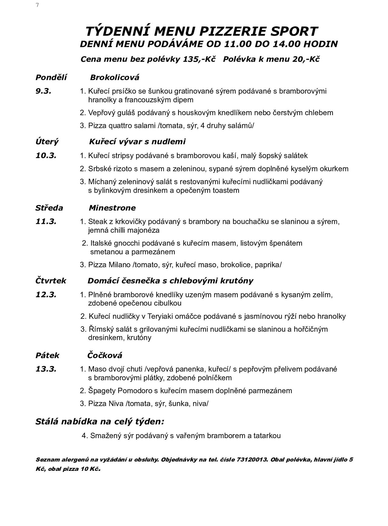 Týdenní menu 9.3.2026-13.3.2026