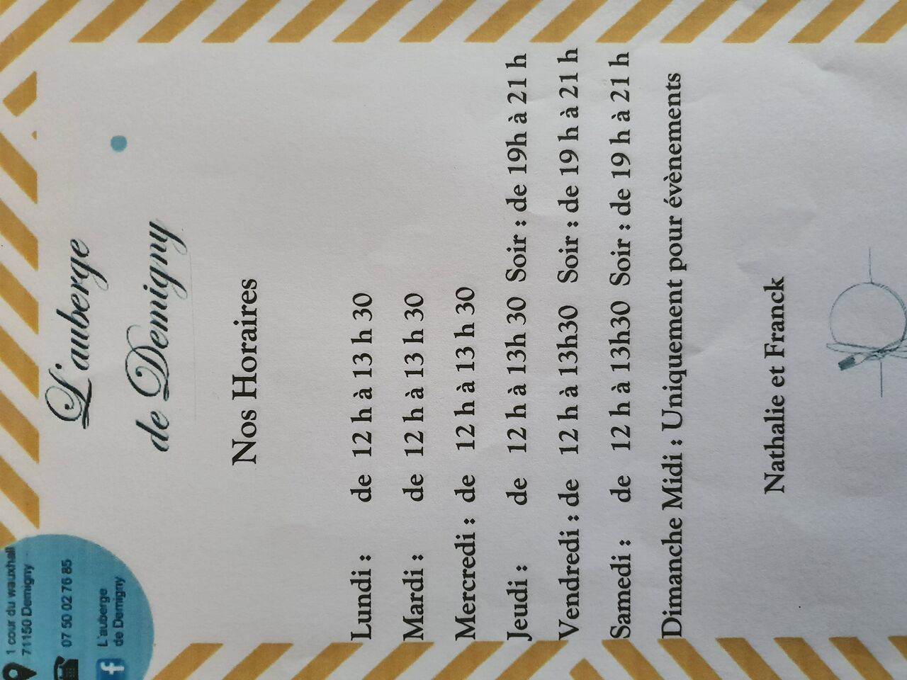 Nos horaires