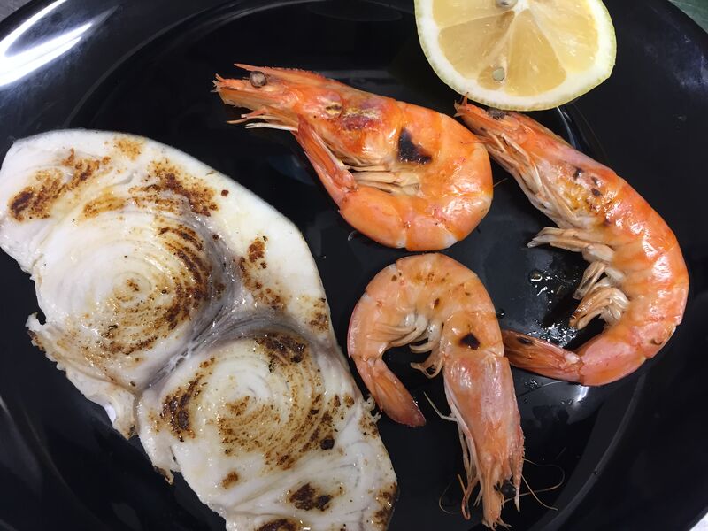 Mazzancolle e spada arrostiti