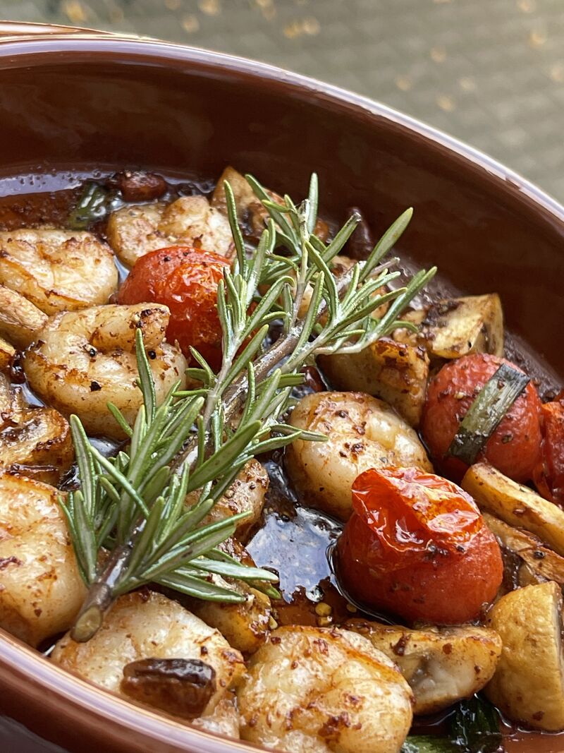 Garnelen mit Paprika und tomaten