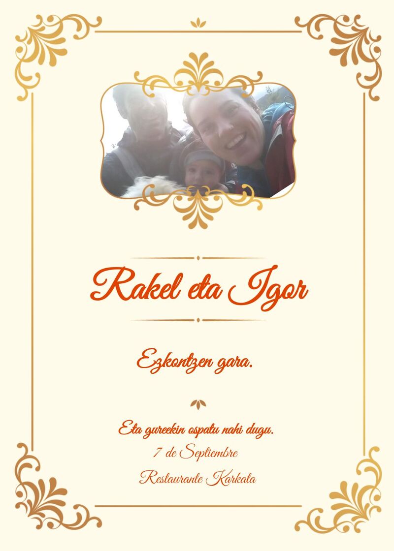 Ej. Tarjeta celebración,(bautizo, comunión, boda, cumpleaños, ...) Solicítala gratis, en papel y en el movil. 