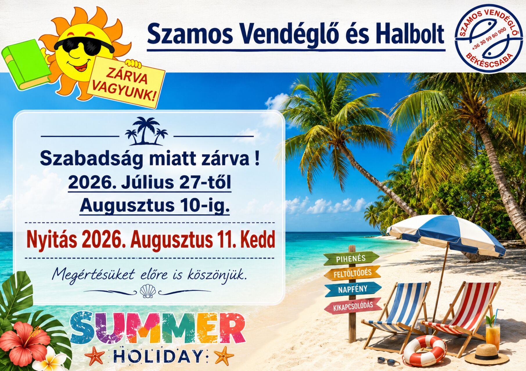 Szabadság miatt ZÁRVA