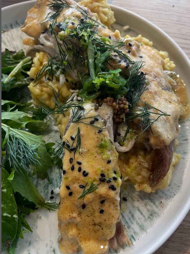 Aile de raie, beurre citronné et risotto