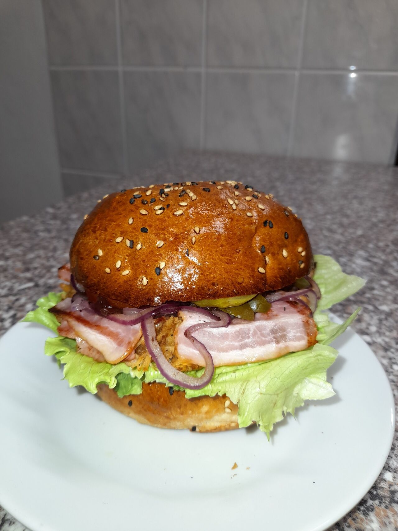 Burger s vepřovým trhaným masem