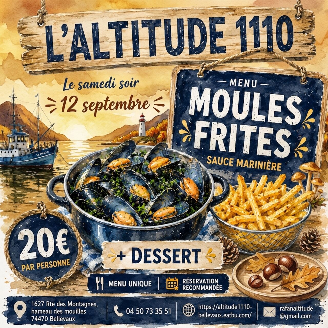 SOIREE MOULES FRITES LE SAMEDI 12 SEPTEMBRE