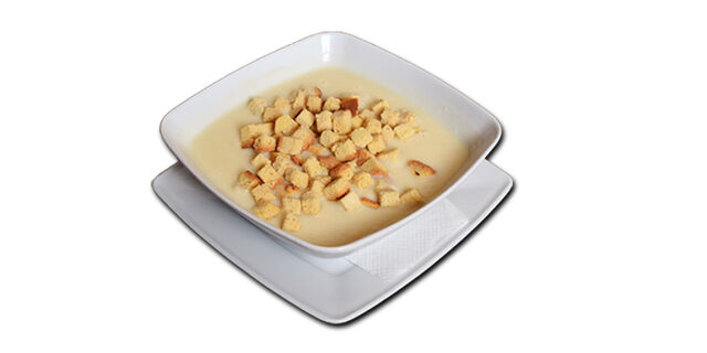 Fokhagymakrémleves / Garlic cream soup with cheese and croutons