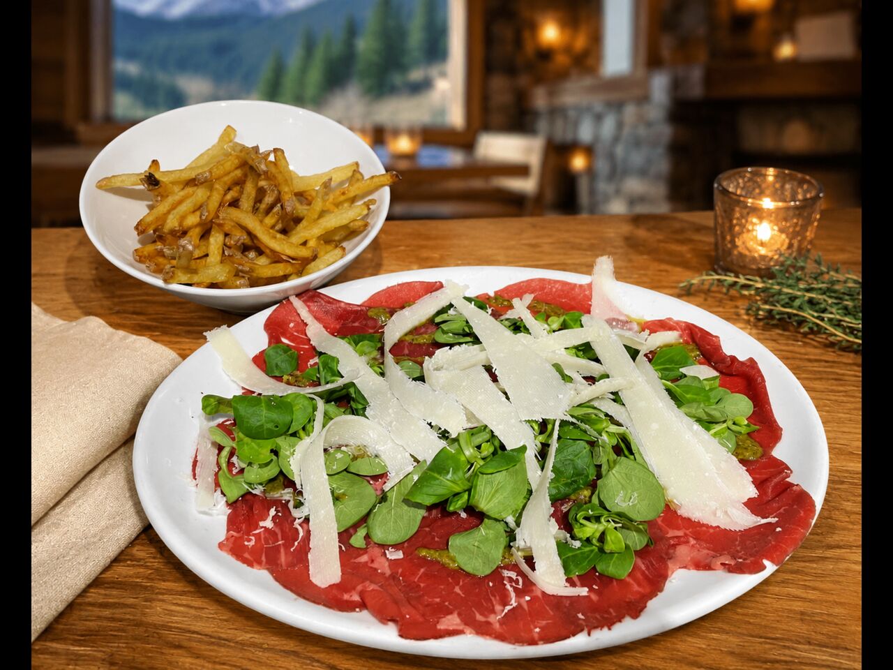 Carpaccio de bœuf et ses frites 