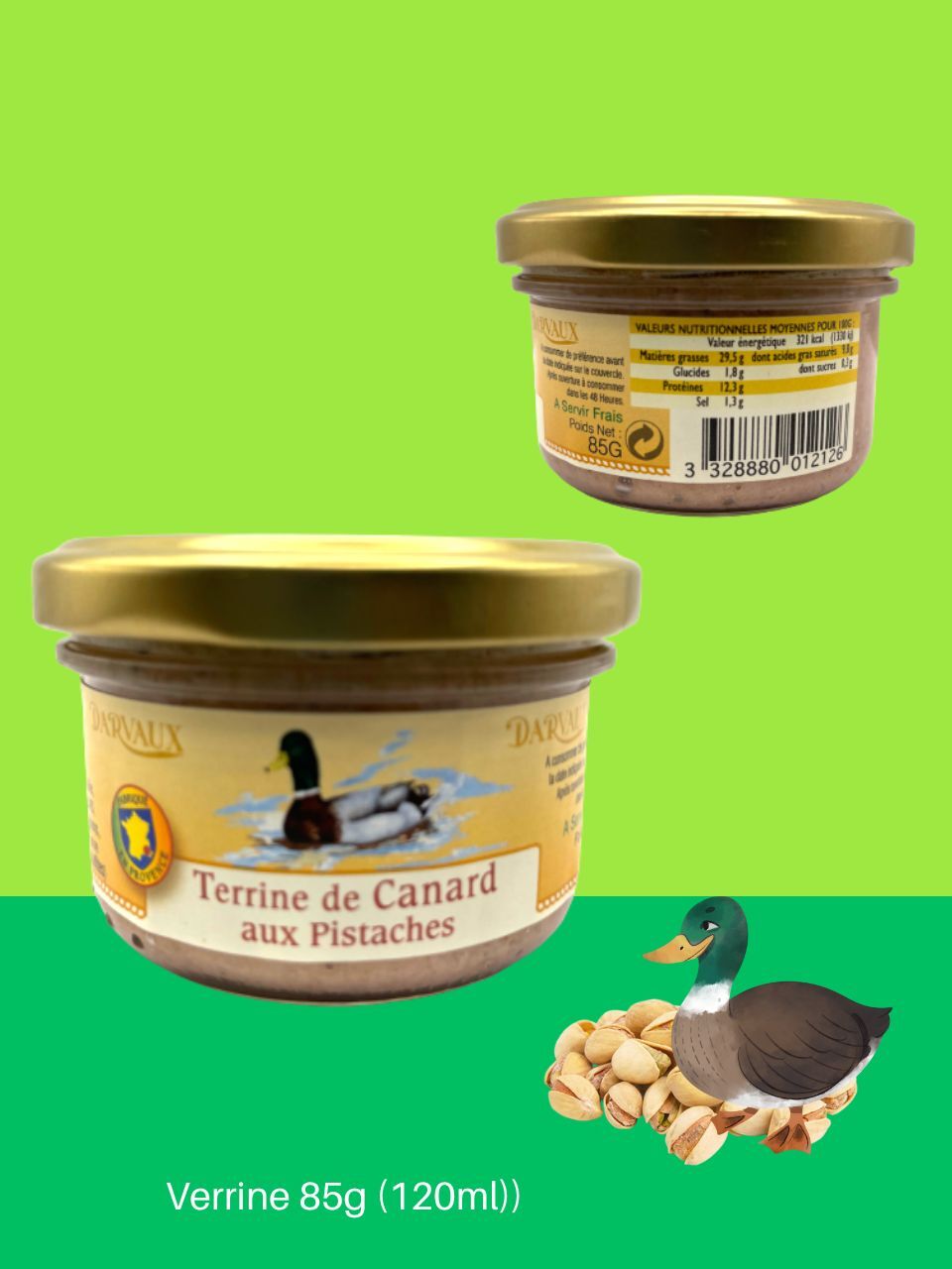 TERRINE de CANARD aux Pistaches - 85g - 120ml