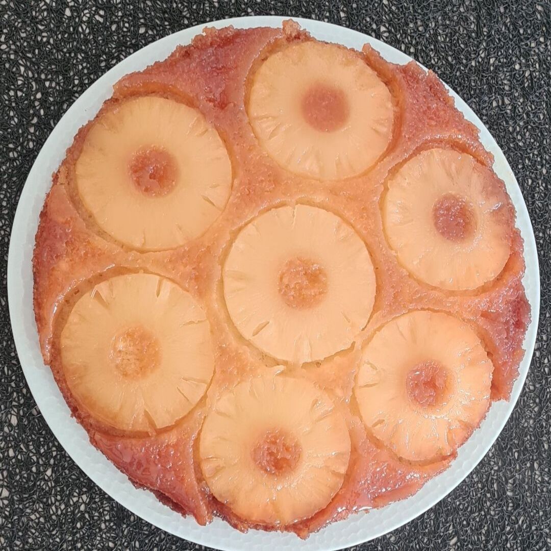 Gâteau à l'ananas renversé.