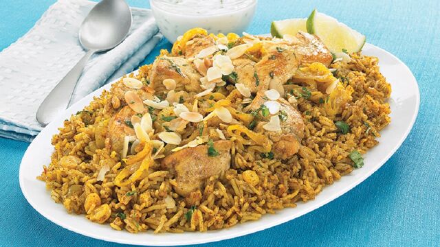 Biryani Poulet ( Poulet, riz, cumin, curcuma, coriandre, piment...)