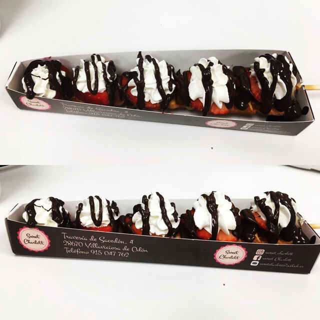 *GOFRE PIRULETA*
Con Nata montada casera, Fresas frescas, y topping de Chocolate Negro.