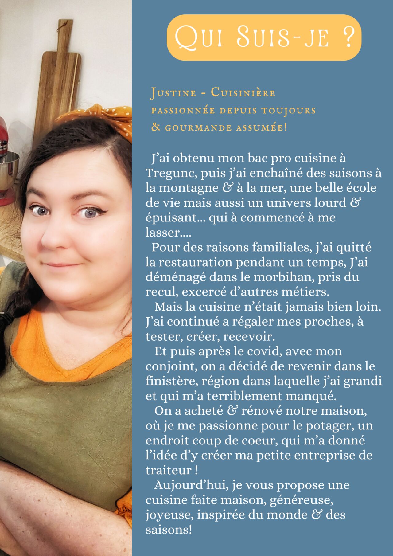 Justine, cuisinière passionnée