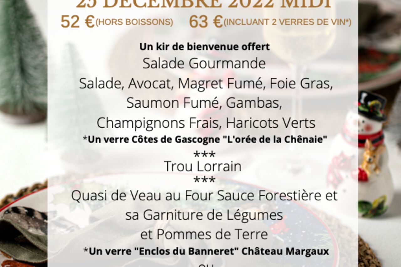 Menu de Noël et brunch de Noël