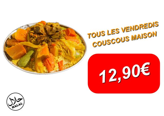 Venez savourer notre Couscous fait maison chaque vendredi !