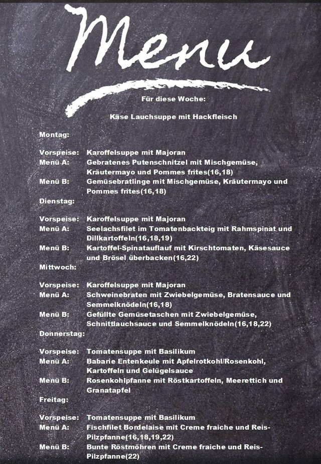 Speiseplan für diese Woche