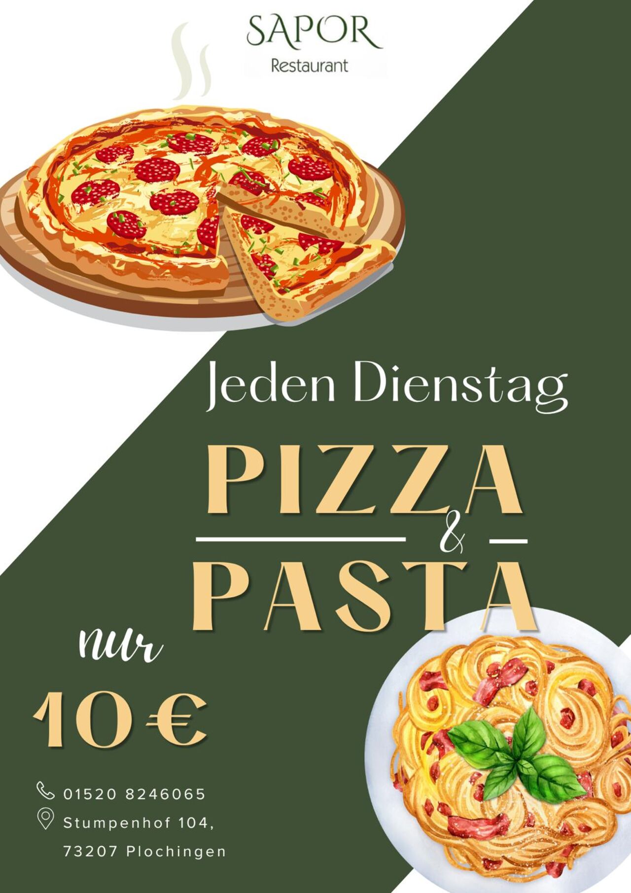 Jeden Dienstag: Pasta & Pizza für nur 10 Euro!