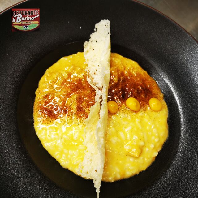 I nostri risotti,.... Carnaroli alla zucca taleggio e polvere di liquirizia 