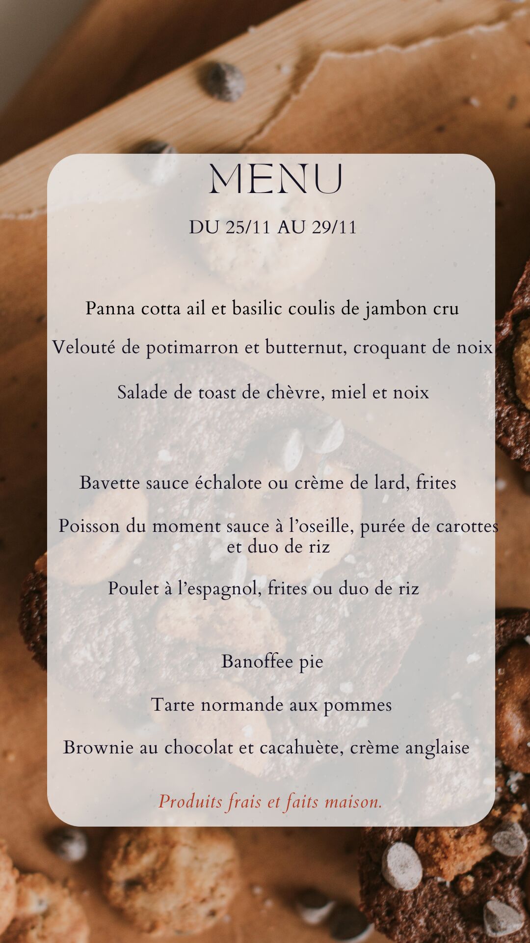 Menu du 25/11/25 au 29/11/25